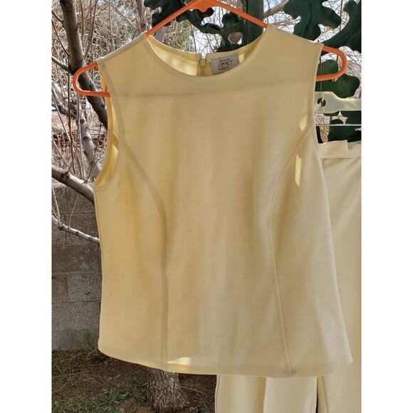 Vintage Loft Knit Pant Suit Womens 2P Ivory Cream Sleeveless Knit Tank Retro 50s - Picture 4 of 16